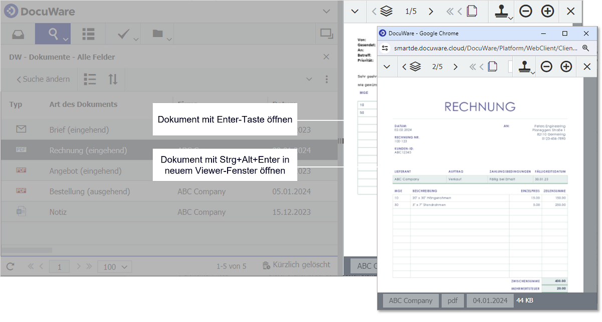 Mehrere Dokumente oeffnen